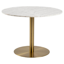Clarkston Marble Dining Table With Gold Base In White Guangxi