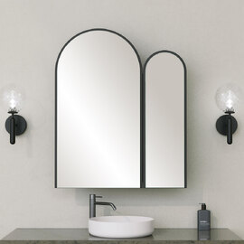 Classe Wooden Bathroom Mirror Cabinet in Black