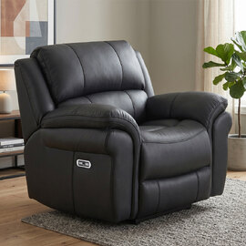 Claton Fabric Electric Recliner 1 Seater Sofa in Black