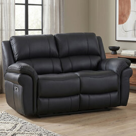 Claton Fabric Electric Recliner 2 Seater Sofa in Black