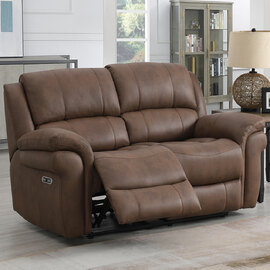 Claton Fabric Electric Recliner 2 Seater Sofa - Ultra Tan Suede