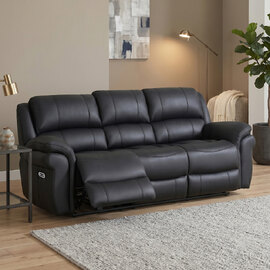 Claton Fabric Electric Recliner 3 Seater Sofa in Black