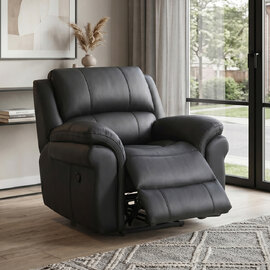 Claton Fabric Manual Recliner 1 Seater Sofa in Black