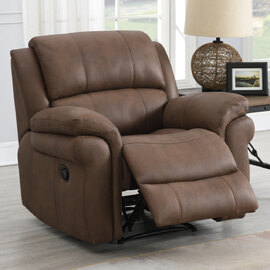 Claton Fabric Manual Recliner 1 Seater Sofa - Ultra Tan Suede
