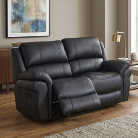 Claton Fabric Manual Recliner 2 Seater Sofa in Black