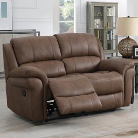 Claton Fabric Manual Recliner 2 Seater Sofa - Ultra Tan Suede