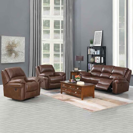 Claton Faux Leather Electric Recliner 3+1+1 Seater Sofa Set - Tan