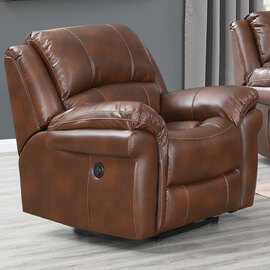 Claton Faux Leather Electric Recliner 1 Seater Sofa In Tan