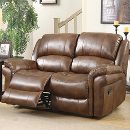 Claton Faux Leather Recliner 2 Seater Sofa In Tan