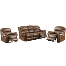 Claton Faux Leather Recliner 3+1+1 Seater Sofa Set In Tan