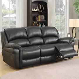 Claton Faux Leather Recliner 3 Seater Sofa In Black