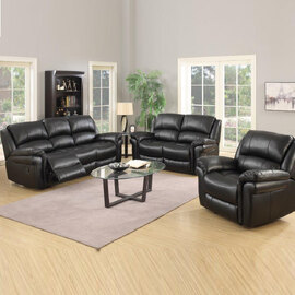 Claton Faux Leather Recliner Sofa Suite In Black