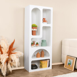 Clavero Wooden Display Unit with 5 Shelves in White
