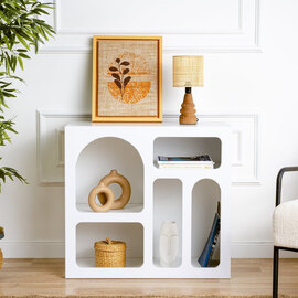 Clavero Wooden Console Table with 5 Shelves in White