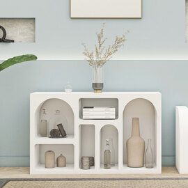 Clavero Wooden Display Unit with 6 Shelves in White