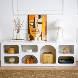 Clavero Wooden Display Unit with 7 Shelves in White