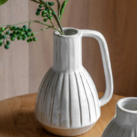Clayton Large Ceramic Handled Vase In White
