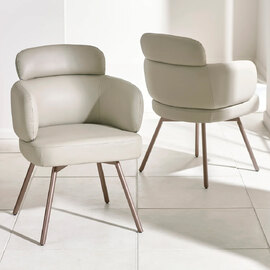 Cleburne Beige Faux Leather Dining Chairs - Pair