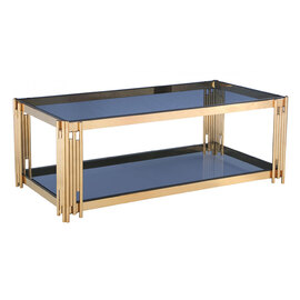 Cappy Grey Glass Coffee Table With Gold Metal Frame