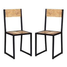 Clio Industrial Oak Wooden Dining Chairs In Pair