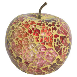 Clisson Decorative Mosaic Glass Apple Fruit In Red