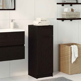 Clive Wooden Storage Cabinet With 1 Drawer 1 Door In Black Oak