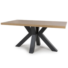 Clovis Large Wooden Rectangular Dining Table In Rustic Oak