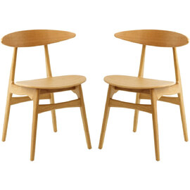 Clynnog Natural Oak Wooden Side Dining Chairs In Pair