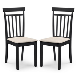 Calista Black Wooden Dining Chairs With Ivory Seat In Pair