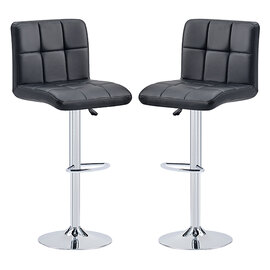 Coco Black Faux Leather Bar Stools With Chrome Base In Pair