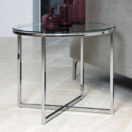 Coeur Clear Glass Round Side Table With Chrome Frame