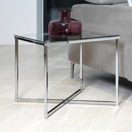 Coeur Clear Glass Square Side Table With Chrome Frame