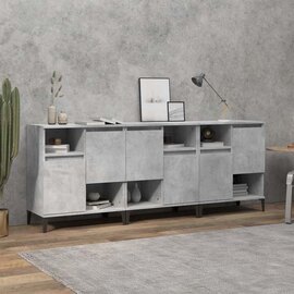 Coimbra Wooden Sideboard With 6 Doors In Concrete Effect