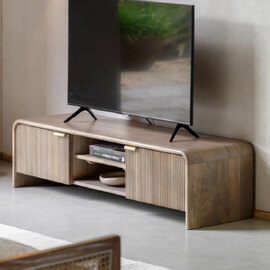 Coimbra Wooden Tv Stand With 2 Doors In Natural