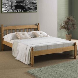 Coleton Spindle Wooden Small Double Bed In Waxed Pine