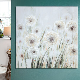 Colindale Wooden Bloom Meadow Wall Art In Cream And White