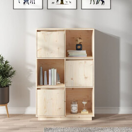 Colix Pine Wood Storage Cabinet With 3 Doors In Natural