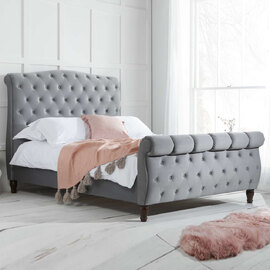 Colora Fabric King Size Bed In Grey
