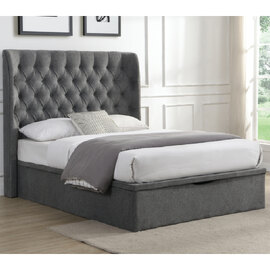 Colusa Fabric Ottoman Storage King Bed In Grey