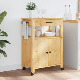 Colville Wooden Small Kitchen Trolley With 2 Doors In Brown