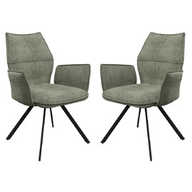 Comstock Green Fabric Dining Armchairs In Pair