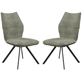 Comstock Green Fabric Dining Chairs In Pair