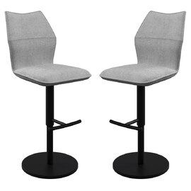 Comstock Grey Fabric Bar Chairs In Pair