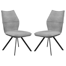 Comstock Grey Fabric Dining Chairs In Pair