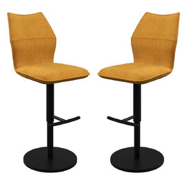 Comstock Mustard Fabric Bar Chairs In Pair