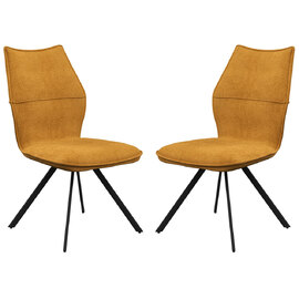 Comstock Mustard Fabric Dining Chairs In Pair