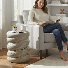 Concord Ceramic Side Table in Grey