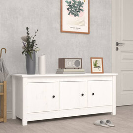 Concord Pinewood Shoe Storage Bench With 3 Doors In White