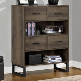 Condon Wooden Bookcase With 4 Drawers 2 Shelves In Brown