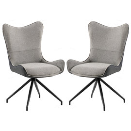 Corvale Light And Dark Grey Fabric Dining Chairs In Pair